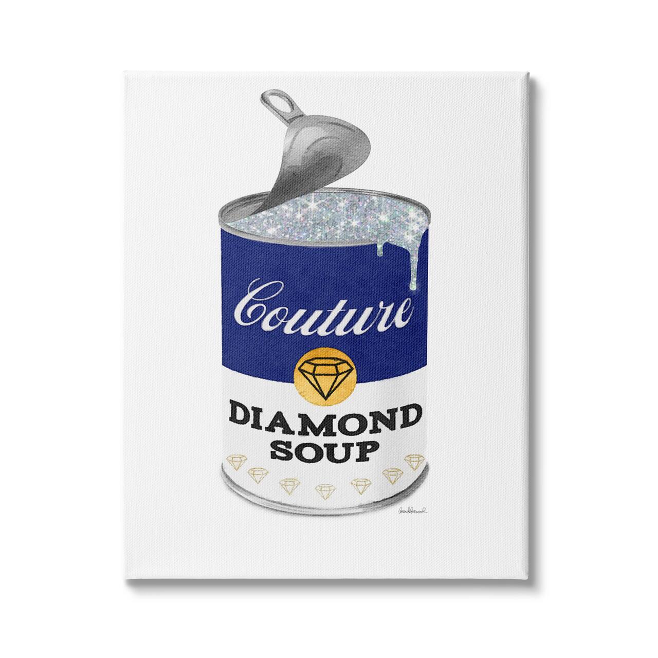 Stupell Industries Couture Blue Condensed Diamond Soup Can Sparkle Pattern Canvas Wall Art